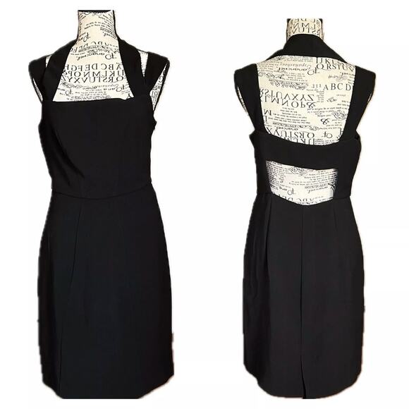 Maje Size L Large Black Square Neck Open Back Dress Event Formal Party - Picture 1 of 5